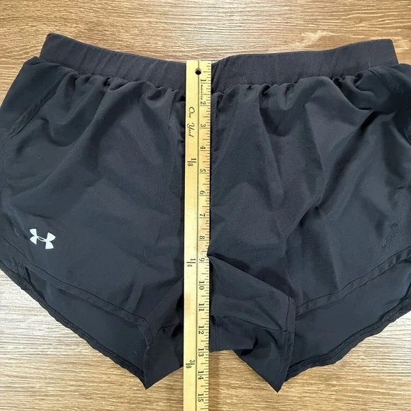 Under Armour Shorts Women's Large Black HeatGear Running Athletic 3" Athleisure - Picture 5 of 7
